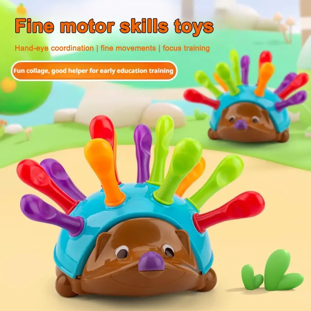 Giocattoli Ordinamento dei colori e giocattolo per l'apprendimento delle abilità motorie fini, puzzle con pannello forato a forma di riccio per l'educazione precoce dei più piccoli A4S3