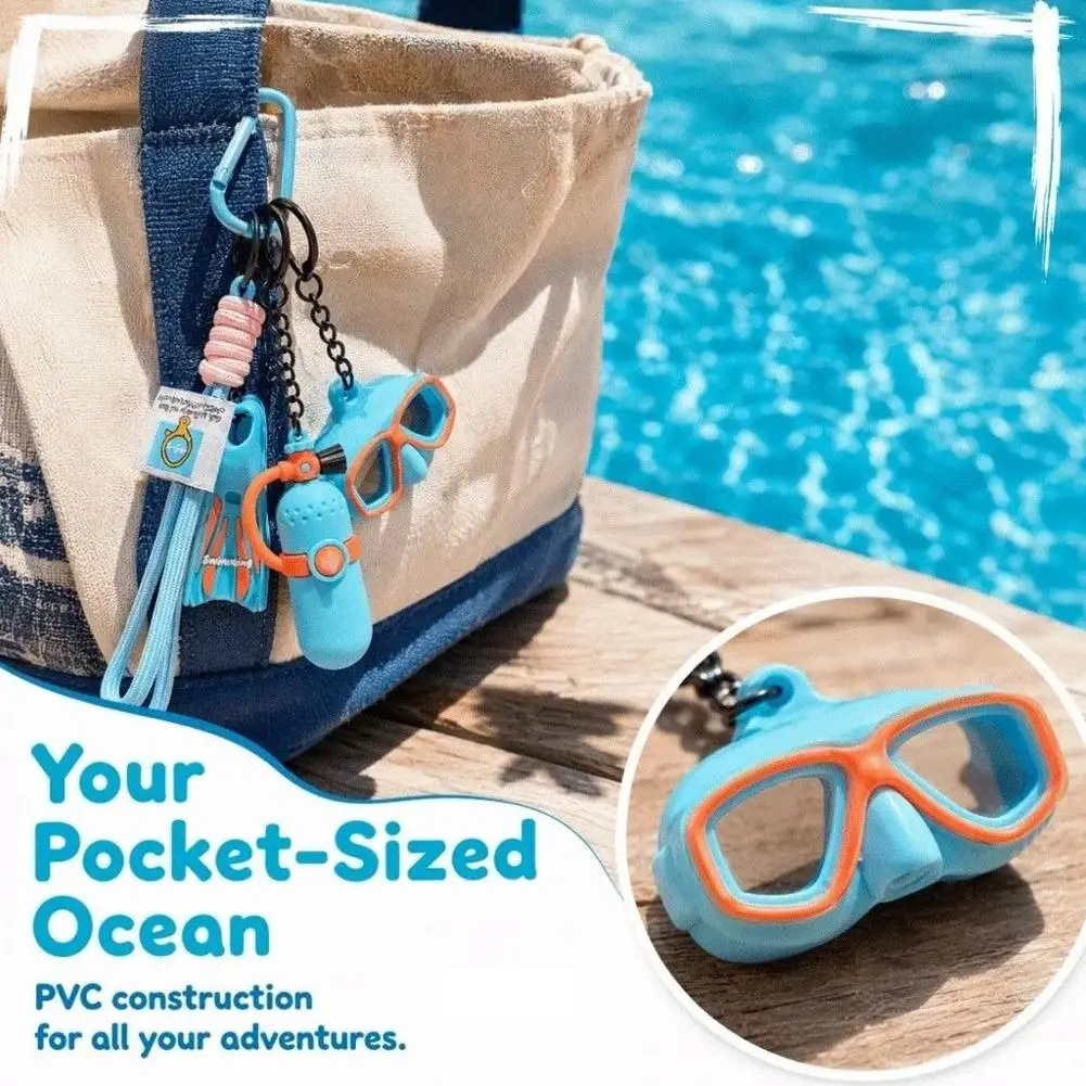 Scuba Diving Keychain Miniature Oxygen Tank And Goggles Pendant Flexible PVC Key Chain For Travel Gear Bags