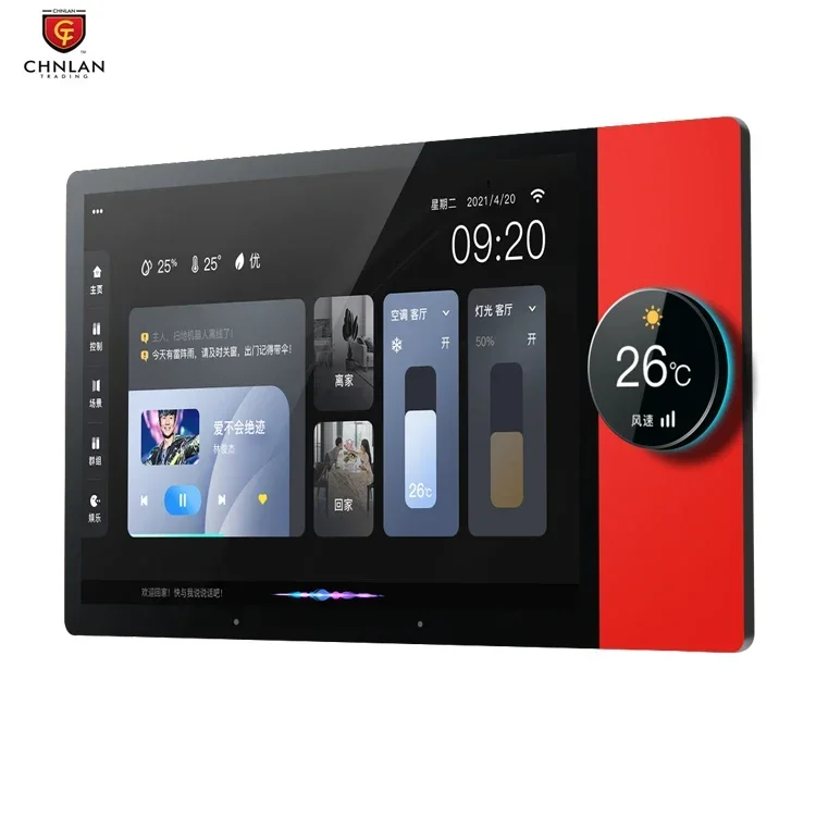 8 Inch Smart Tuyas Scene Panel Switch with Rotary Button Built in Zigbee Hub and Android BT WiFi Wall Amplifier for Smart Home