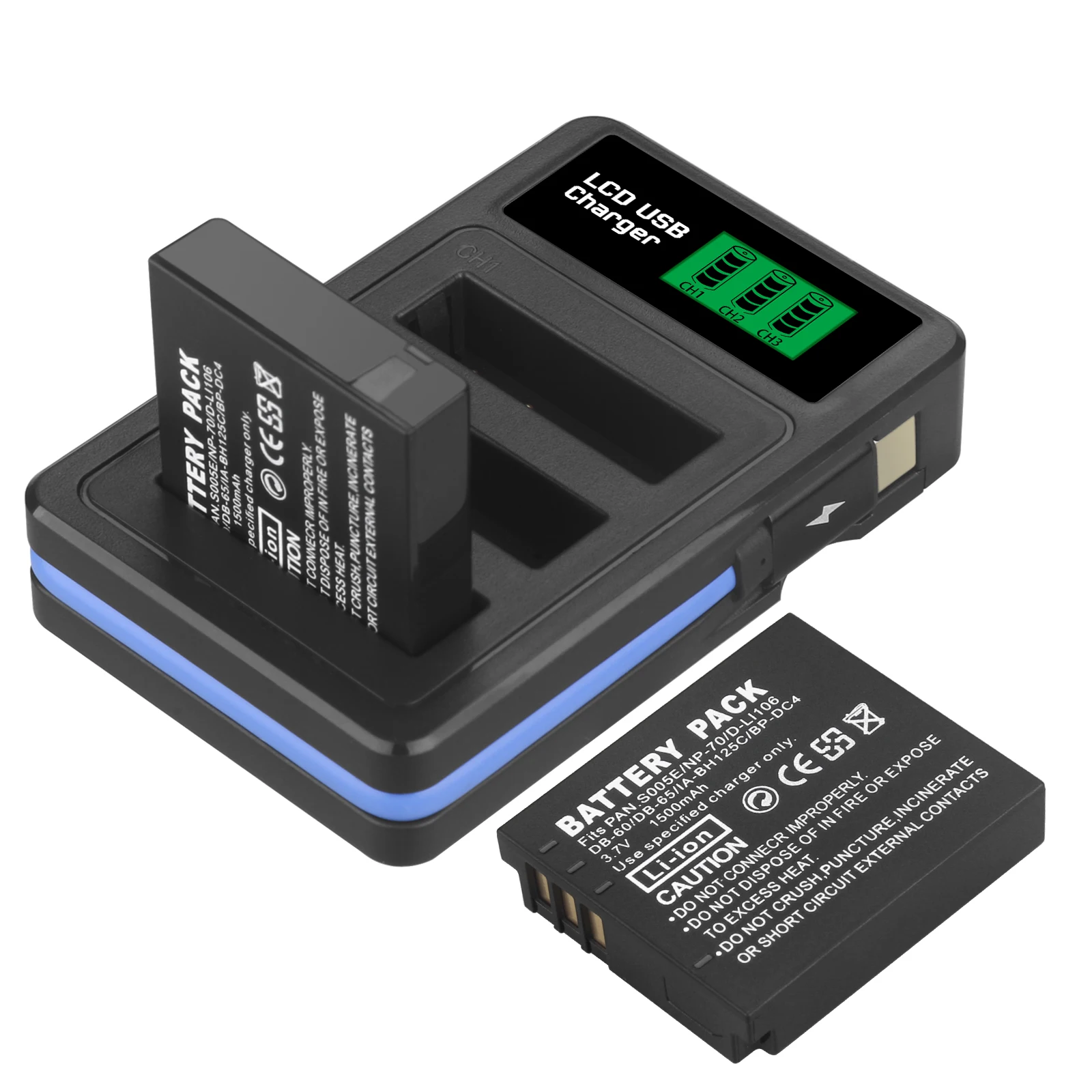 1500mAh CGA-S005E NP-70 D-Li106 DB-60 DB-65 BP-DC4 BH125C Battery or Charger for Panasonic DMC LX1 LX2 LX3 FX3 FX8 FX9 FX10 FX12