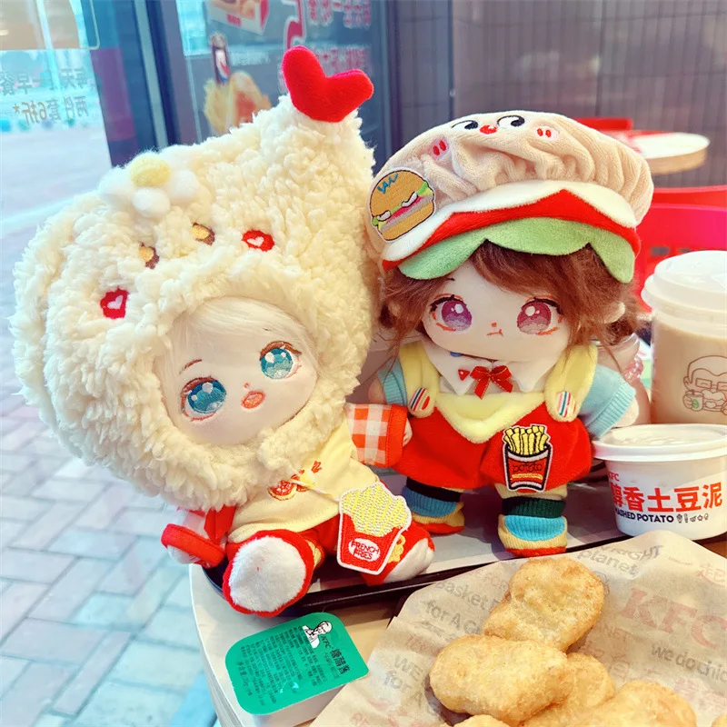 Cute Funny Hamburg Fried Chicken Suit Plush Doll Cartoon DIY Clothes Accessory Kawaii Soft Stuffed No Attributes Cotton Doll Toy