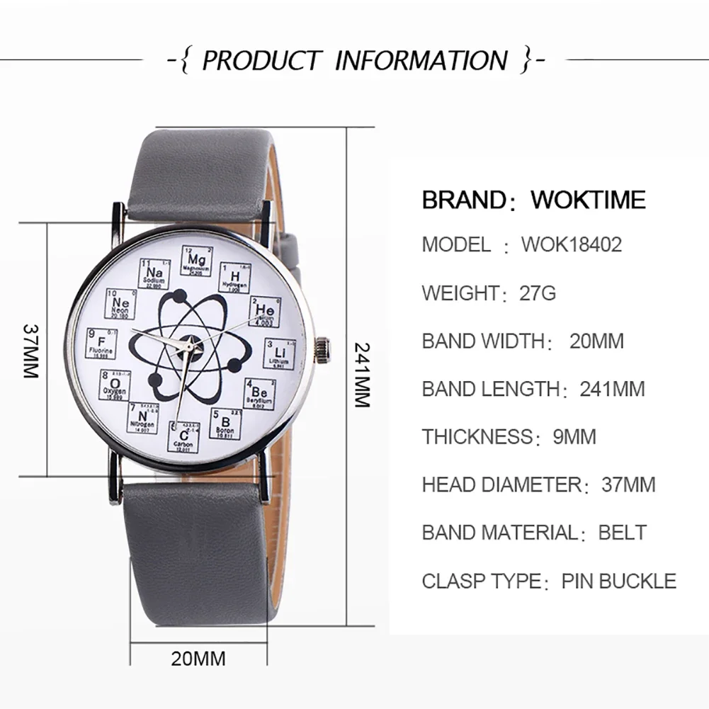 Creative Digital Chemical Element Women Men Wrist Watch Casual Leather Band Quartz Watches Students Wristwatches Reloj Mujer