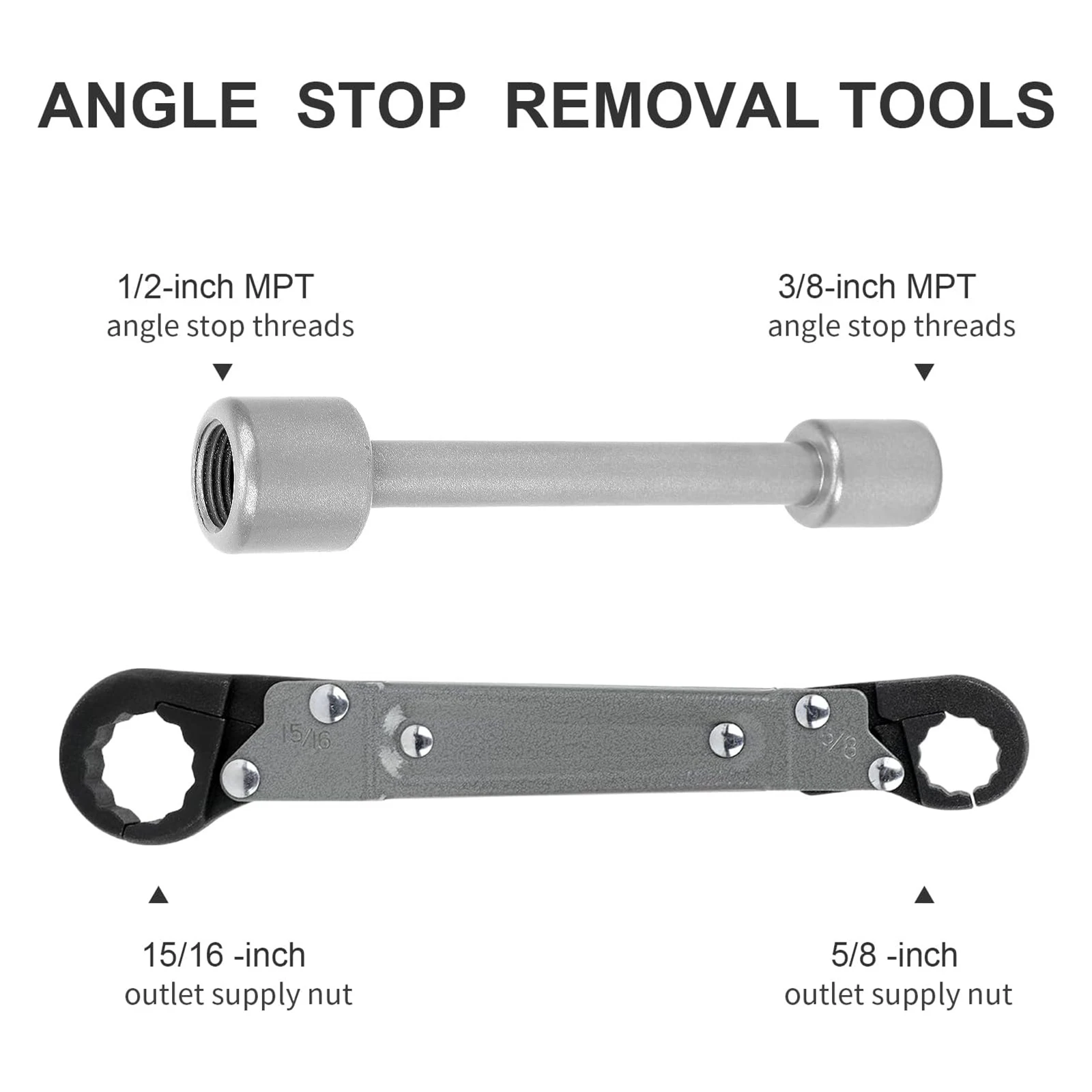 Plumbing Tools, 2 PCS Angle Stop Wrench Kit, Angle-on Wrench Set for Professional Plumber Angle Stop Removal Tool for Installing