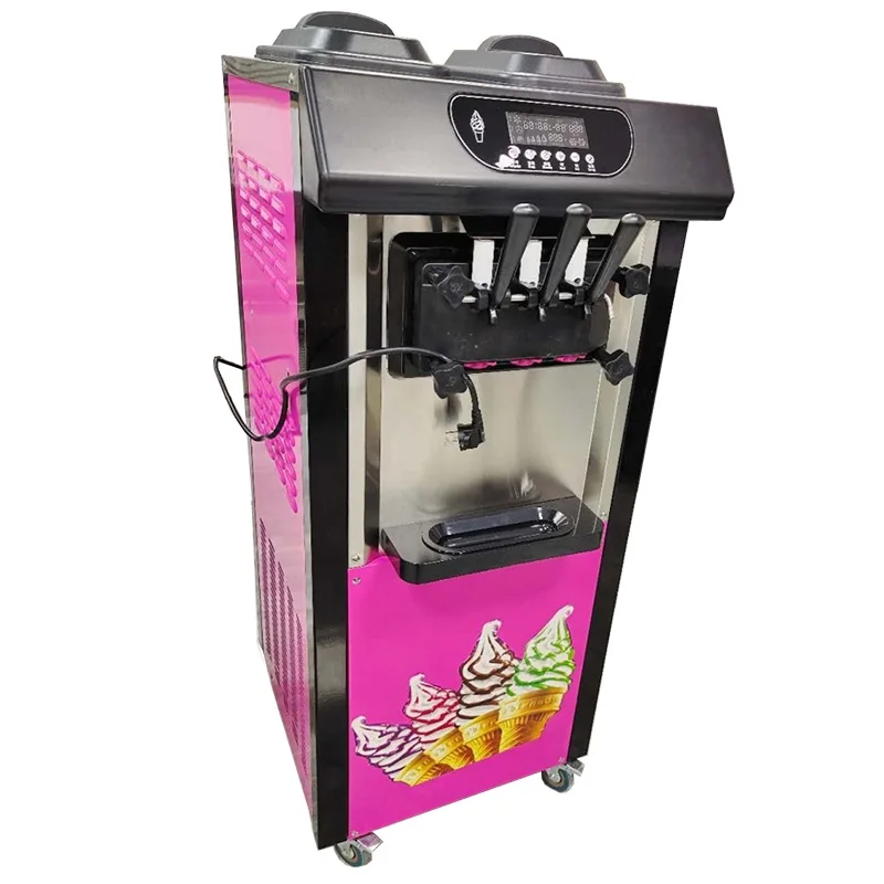 Commercial Vertical Soft Ice Cream Maker Machine Electric 220V 50HZ with Three Different Flavors For Sale in Kuwait