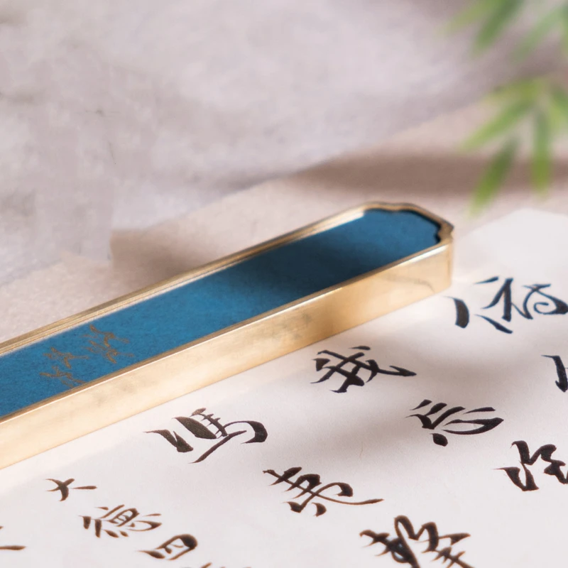 Solid Brass Paperweight Ruler for Calligraphy Painting Writing Practice Natural Traditional Chinese Paper Weight Retro Writing