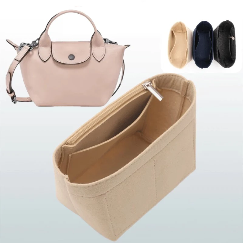 Felt Cloth Insert Bag For Longchamp Enegry Mini Top Handle Bag XS Bag Organizer Makeup Sling Organizer Travel Innerg