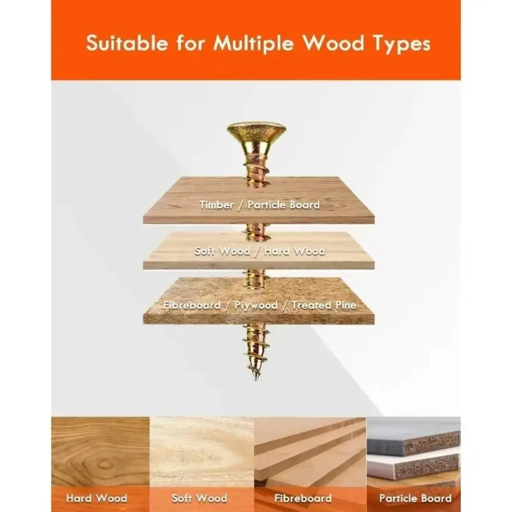 360 PCS M 3.5 Self-Drilling Wood Screws Wood Screw Coarse Thread Wood Screws Rust Resistant Carbon Steel Exterior Deck Screws