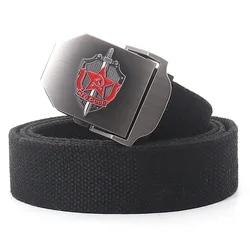 Nieuwe Canvas Outdoor Tactical Army Belt 3D Sovjet Nationale Embleem Metalen Gesp Unisex Jeans Riem Voor Mannen Militaire Riemen Mannelijke band