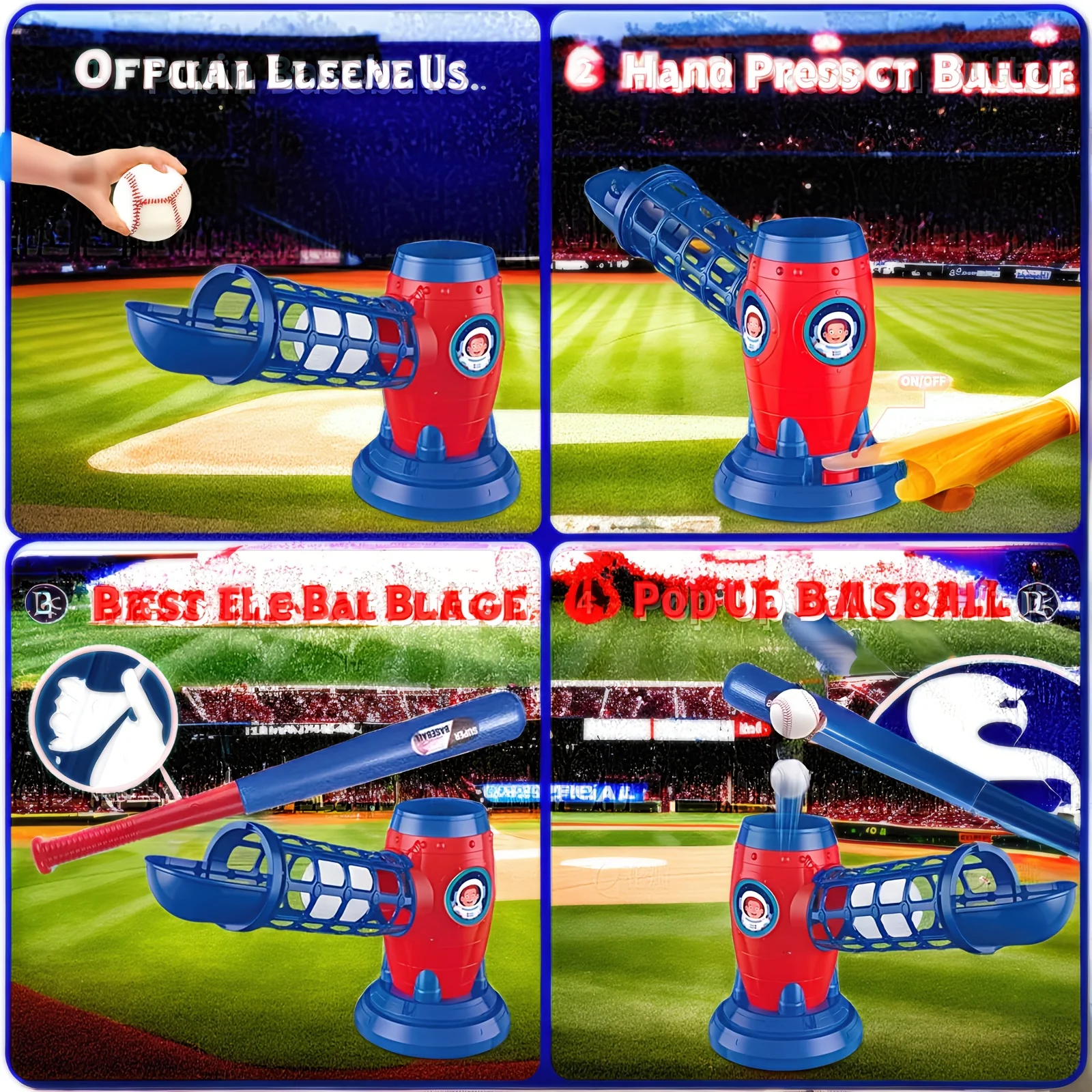 Prodotto super nuovo americano, giocattolo automatico per macchina da baseball Home Run, set con mazza da baseball, include 10 palline, adatto per