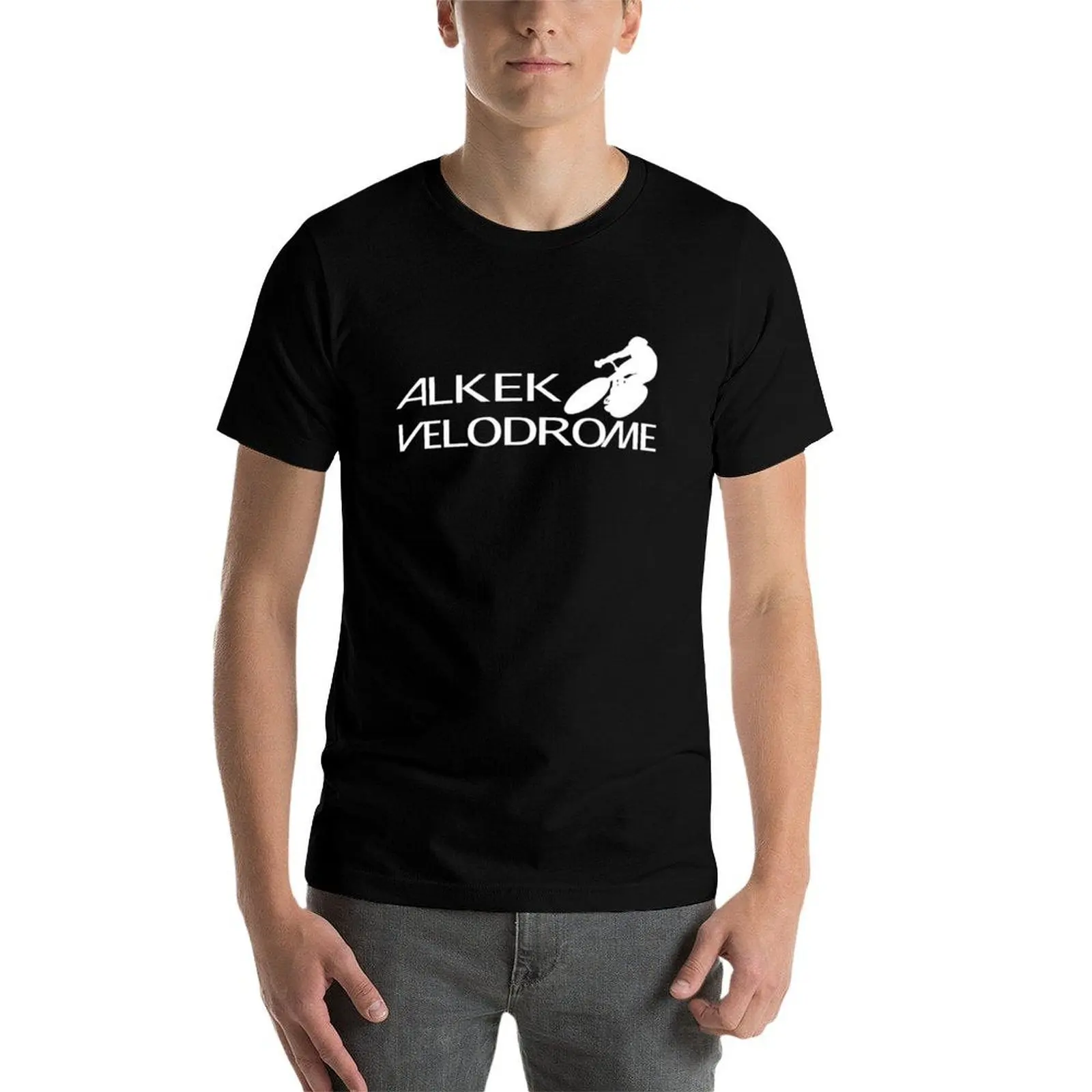 تي شيرت Alkek Velodrome Logo تي شيرت رجالي من القطن الثقيل تي شيرت للرجال من القطن