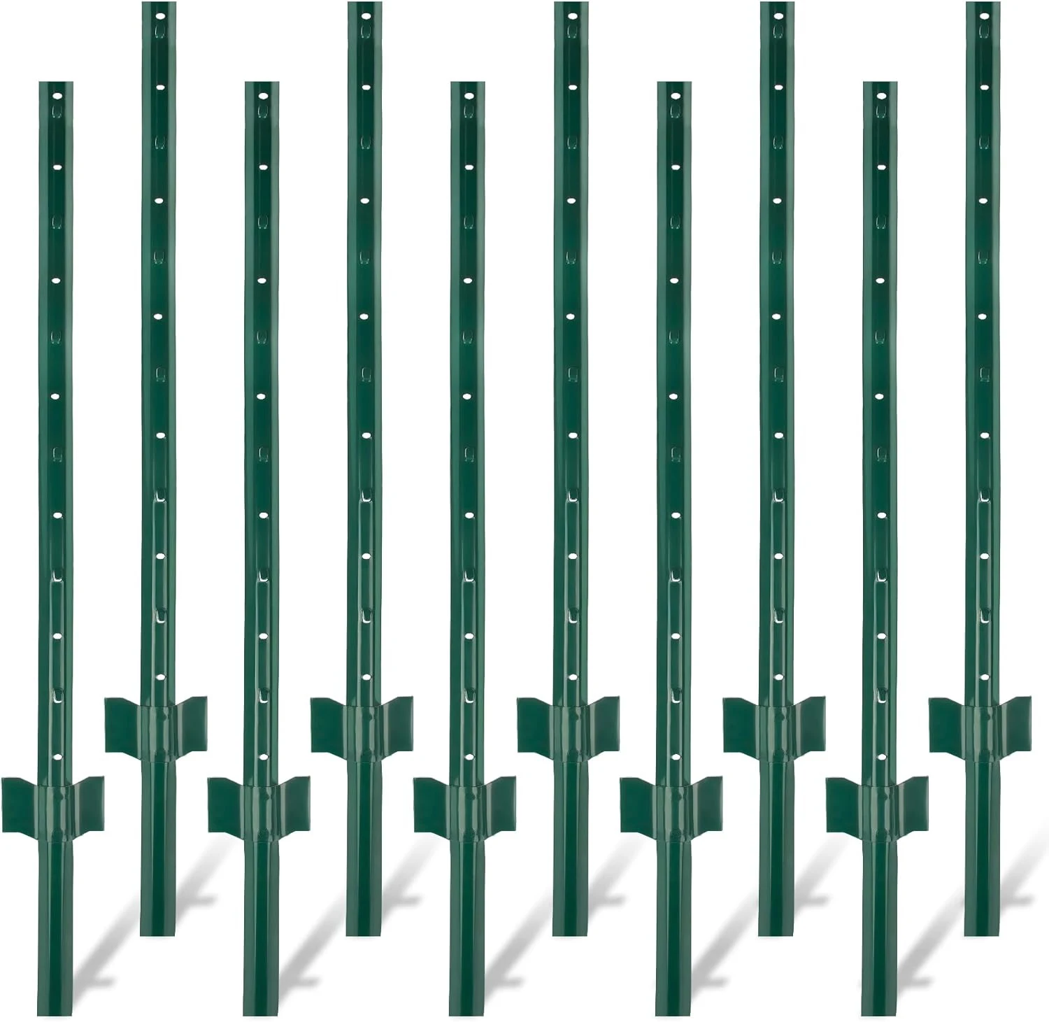 HiMISS 10 piquets de clôture de jardin en métal robuste de 3 à 6 pieds, poteaux d'ancrage décoratifs pour clôture extérieure, pour jardin et pelouse