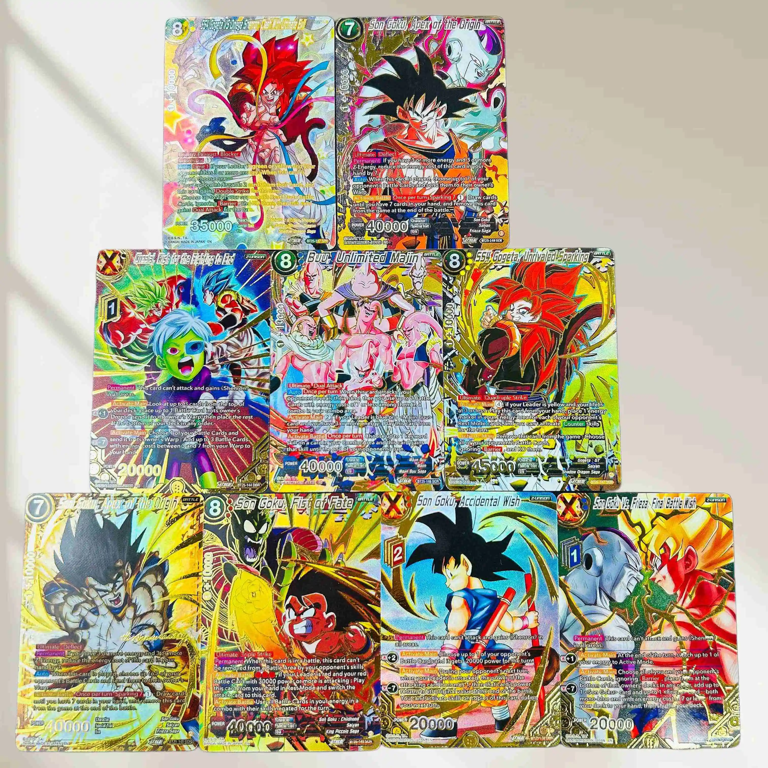 

DIY 9Pcs Dragon Ball Cards Gogeta Goku Buu Gold Foil Texture Flash Cards Classic Anime Collectible TCG