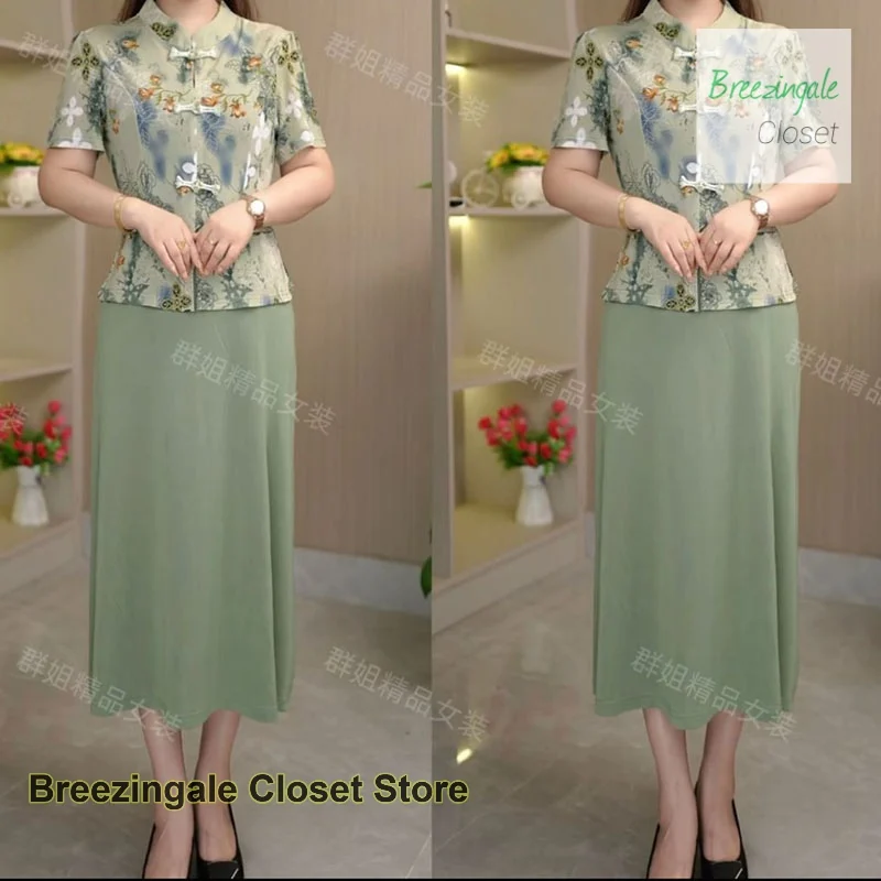 

Summer fashion new Chinese style pseudo two-piece short-sleeved dress for women, temperament leisure loose cheongsam dress.