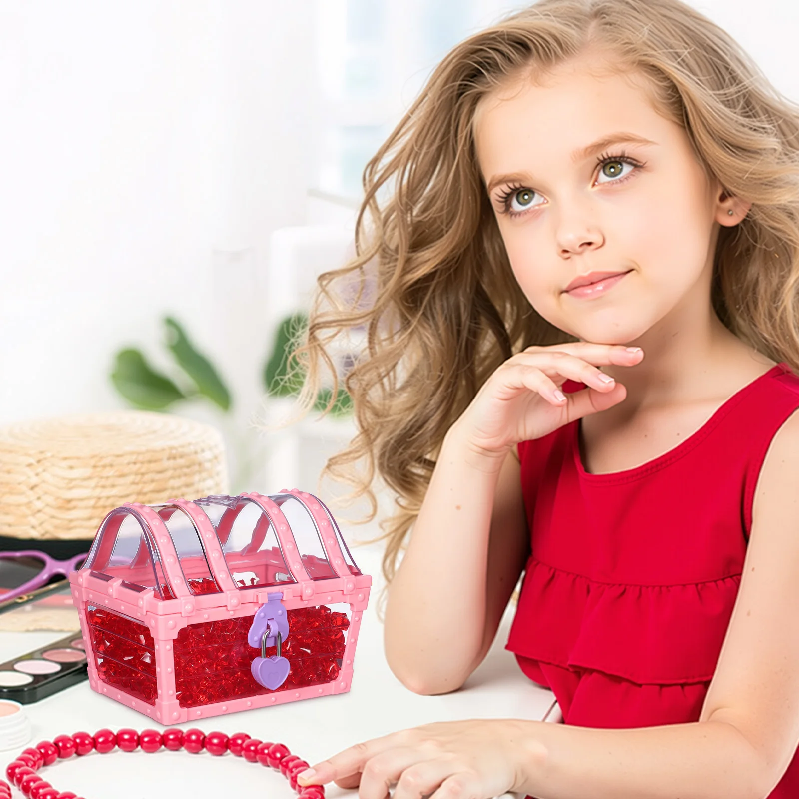 

Diamond Crystal Storage Box Jewelry ganizer Large Capacity Rings Necklaces Earrings Display Case Girlish Treasure Chest ABS