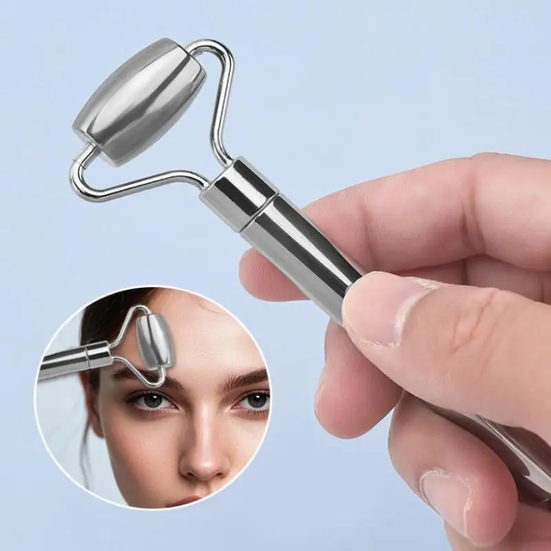 Rullo per il viso Gua Sha Beauty Strumento per massaggio del viso e del collo Rullo per massaggio per la cura della bellezza per il rafforzamento della pelle in acciaio inossidabile