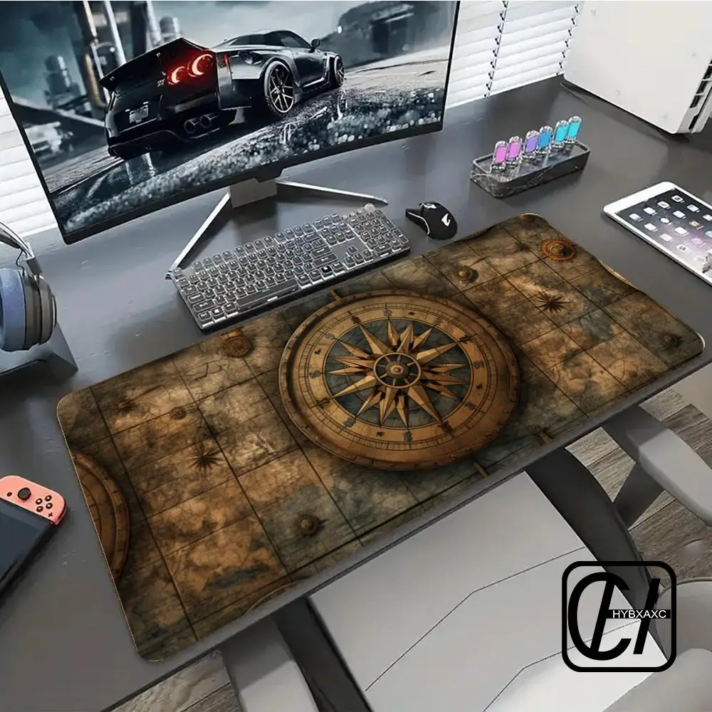 

XAXC Vintage Steampunk Compass Design Mouse Pad Extended Gaming Keyboard LargeMousepad 90x40cm XXL Gamer Mousepad
