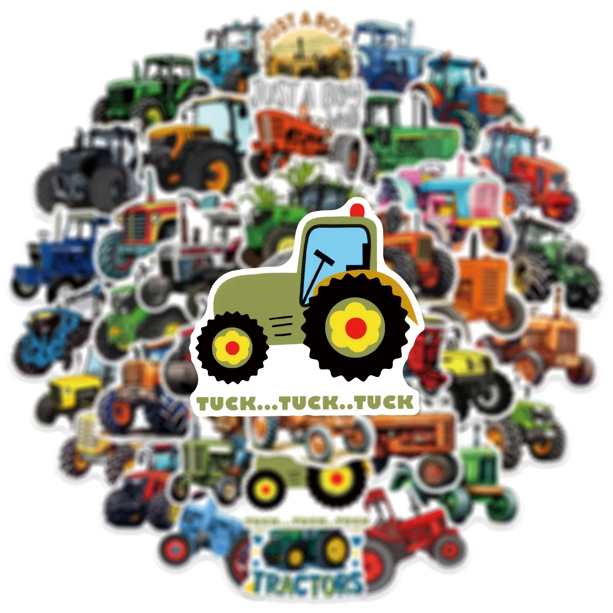 

50PCS Cartoon Farm Tractor Stickers For Suitcase Skateboard Laptop Luggage Phone Car Styling DIY Decal Pegatinas Kids Gifts