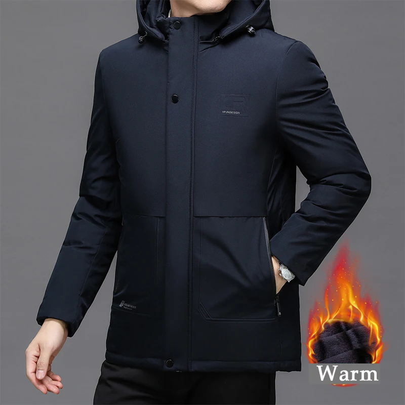 Men\'s Clothes In Winter 2024 New Warm Cotton-padded Clothes Casual Fashion Detachable Hat Windproof Plush Cotton-padded Jacket