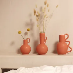 Nordic Ins vaso di ceramica decorazione della casa ornamenti geometria vegetariana bianca vaso di fiori vasi d'arte decorazioni per la casa artigianato regali