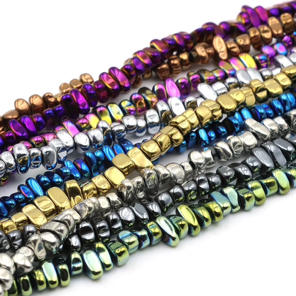 5-8 مللي متر الذهب اللون الفضة مطلي الهيماتيت غير النظامية الحصى الحجر الطبيعي فاصل فضفاض الخرز صنع المجوهرات سوار DIY اكسسوارات #2