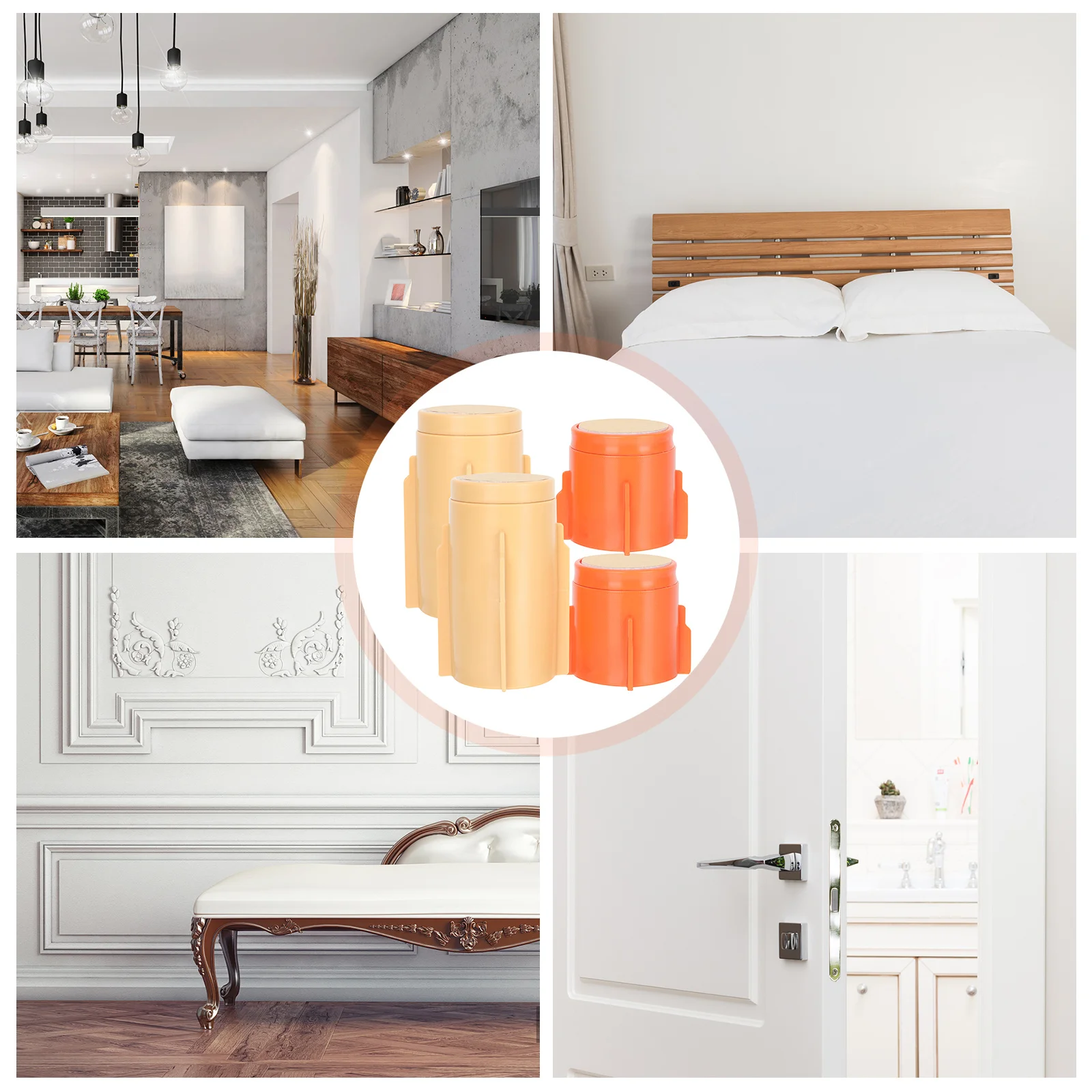 

4Pcs PP Headboard Stoppers Adjustable Bed Frame Anti-Shake Tool Wall Fixer Stabilizer for Bedroom Hotel Quiet Sleep