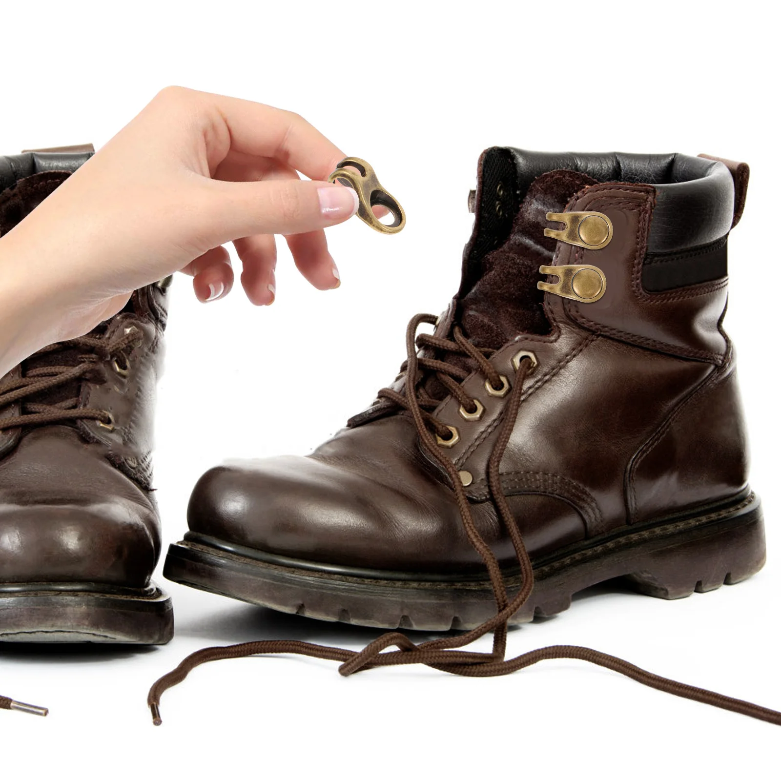 20 piezas hebillas de cordón de zapato, gancho de cordón de zapato de Metal para manualidades Diy, botas de escalada, suministros de reparación, conector de hebilla de zapatos de bota