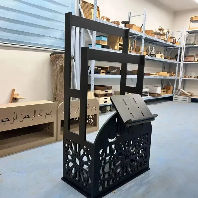 Decorative Wooden Prayer Rack via Shelf with Standing Prayer Mat Installation