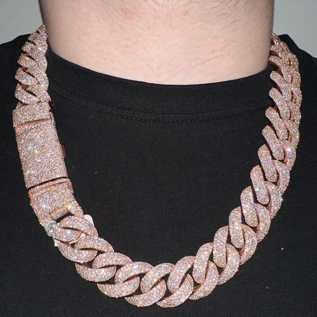 

Iced out Bling Diamond Хип-Хоп Майами Ювелирные Изделия Муассанит Кубинская Цепочка Оптовая Кубинская Ланковая Цепь