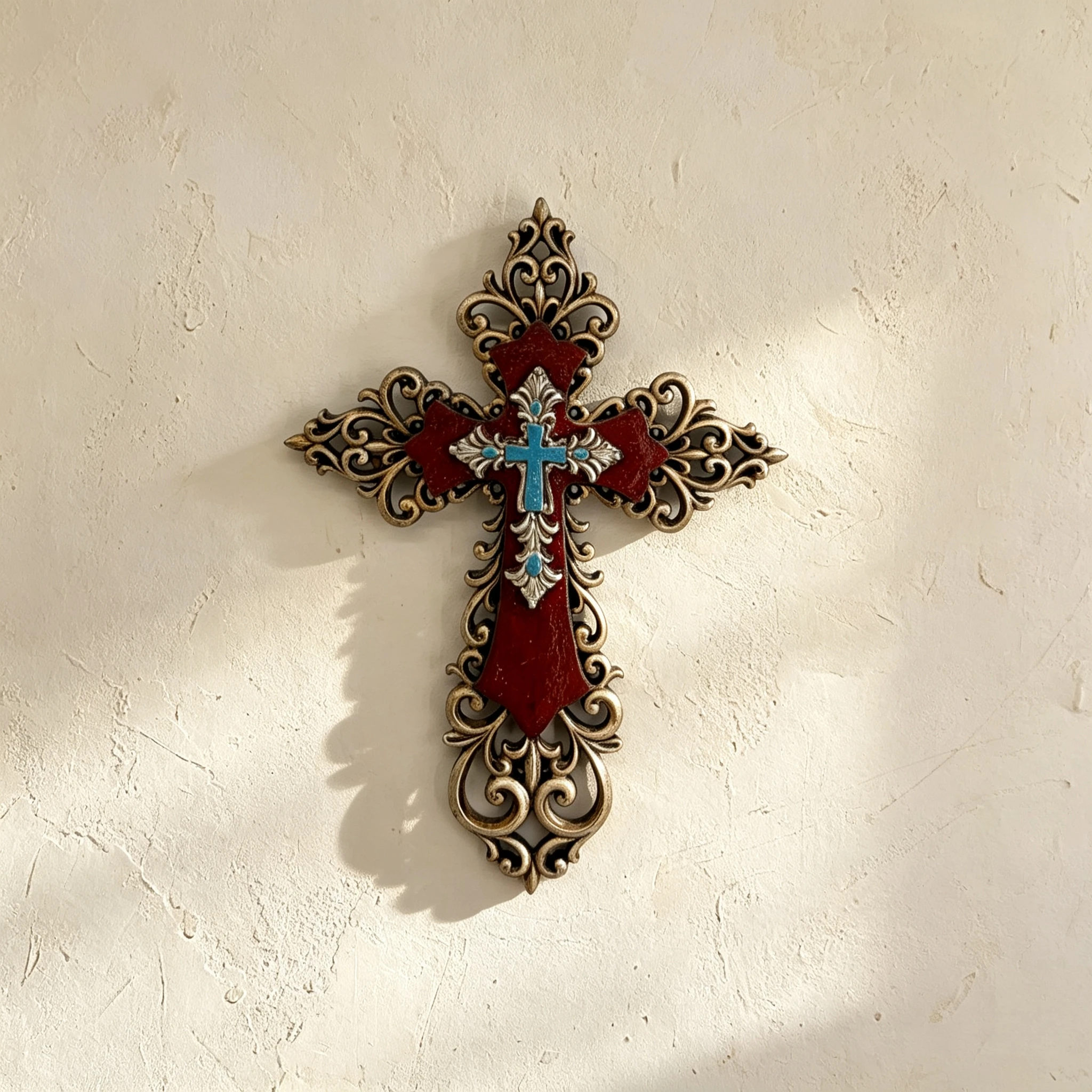 Vintage Cross Decor Wall Resin Hollow Carving Cross Wall Hanging Ornament Christian Church Home Decoration Blessing Gift