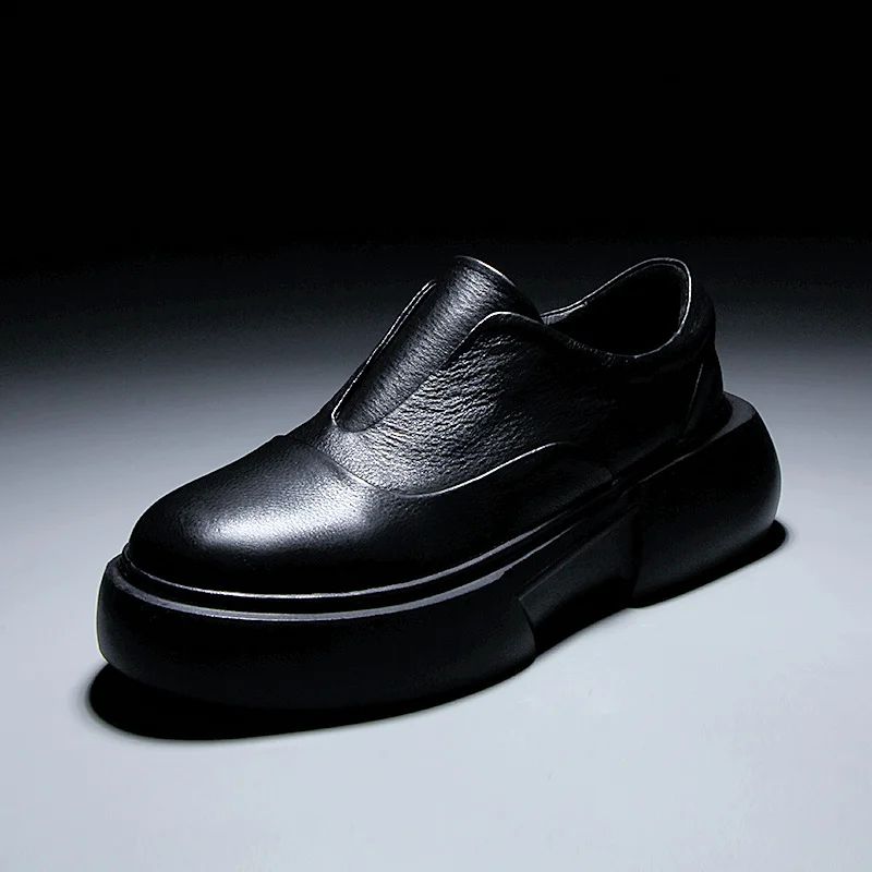 Fashion Genuine Leather Men's Loafers Punk Board Shoes Trendy Personalized Comfort Lightweight Sporty Casual Shoes Slip On