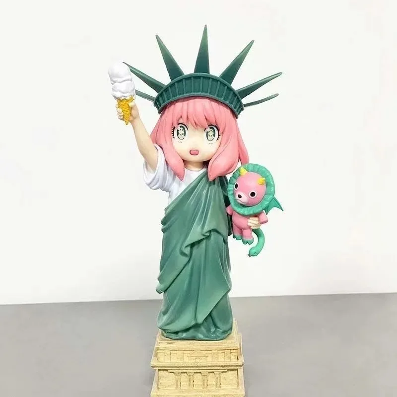 New H Spy×Family Anya Forger Statue Of Liberty Anime Girl Action Figure Model Statue Collection Desktop Decoration Ornament Toys