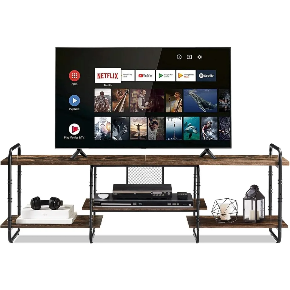 

Industrial Television Stand up to 75 Inch TV Entertainment Center/Media Console Table with Open Storage Shelves