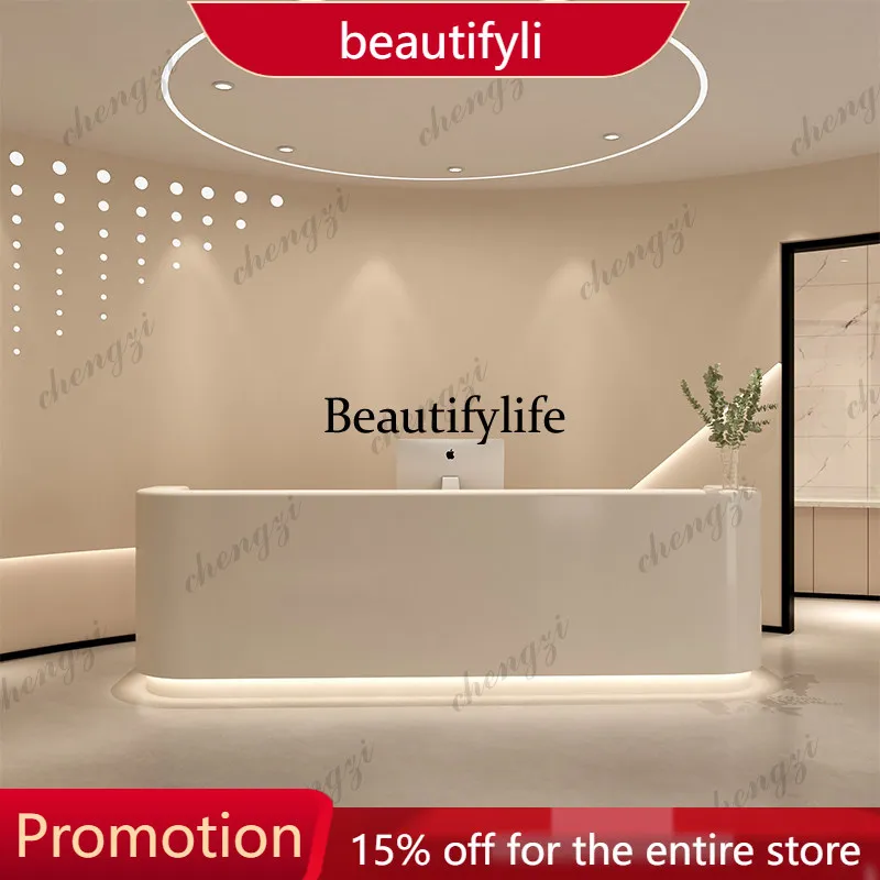 

01A Display Modern Reception Desks Drawers Aesthetic Office Commercial Reception Desk Counter Luxury Empfangstresen Theke Furnit
