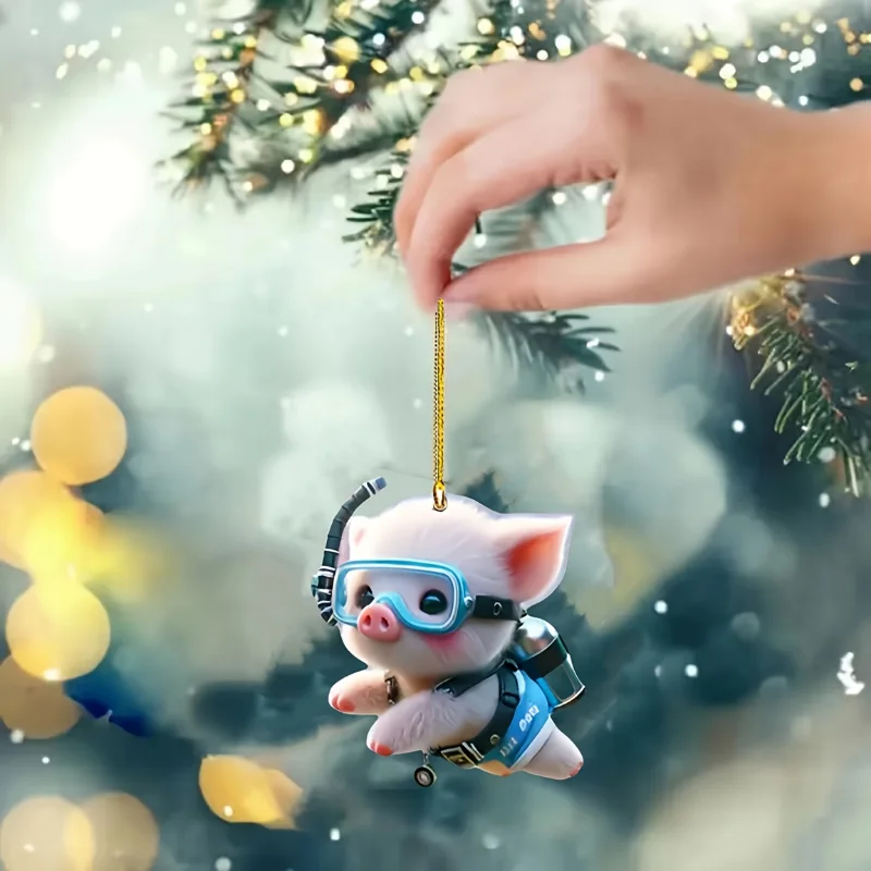 かわいいダイビングピグレットキーホルダー多用途チャーム漫画貯金箱