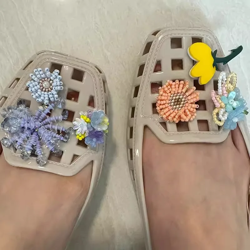 Korean Summer Transparent Crystal Jelly Shoes Women Low Top Casual Sandals Adult Flip Flops Flat Upgraded Pvc Summer Shoes image 3