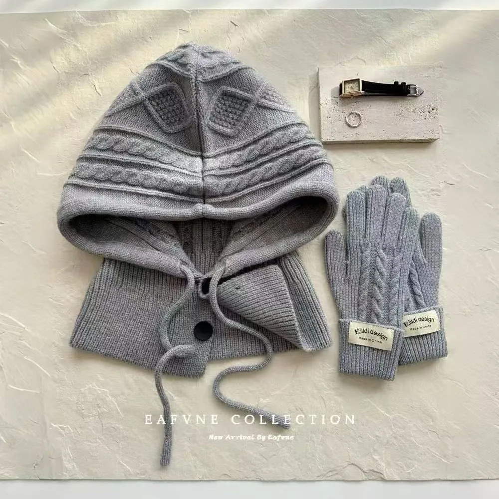 korean-retro-red-balaclava-women's-winter-warm-hat-scarf-integrated-couple-ear-protection-wool-knit-hat