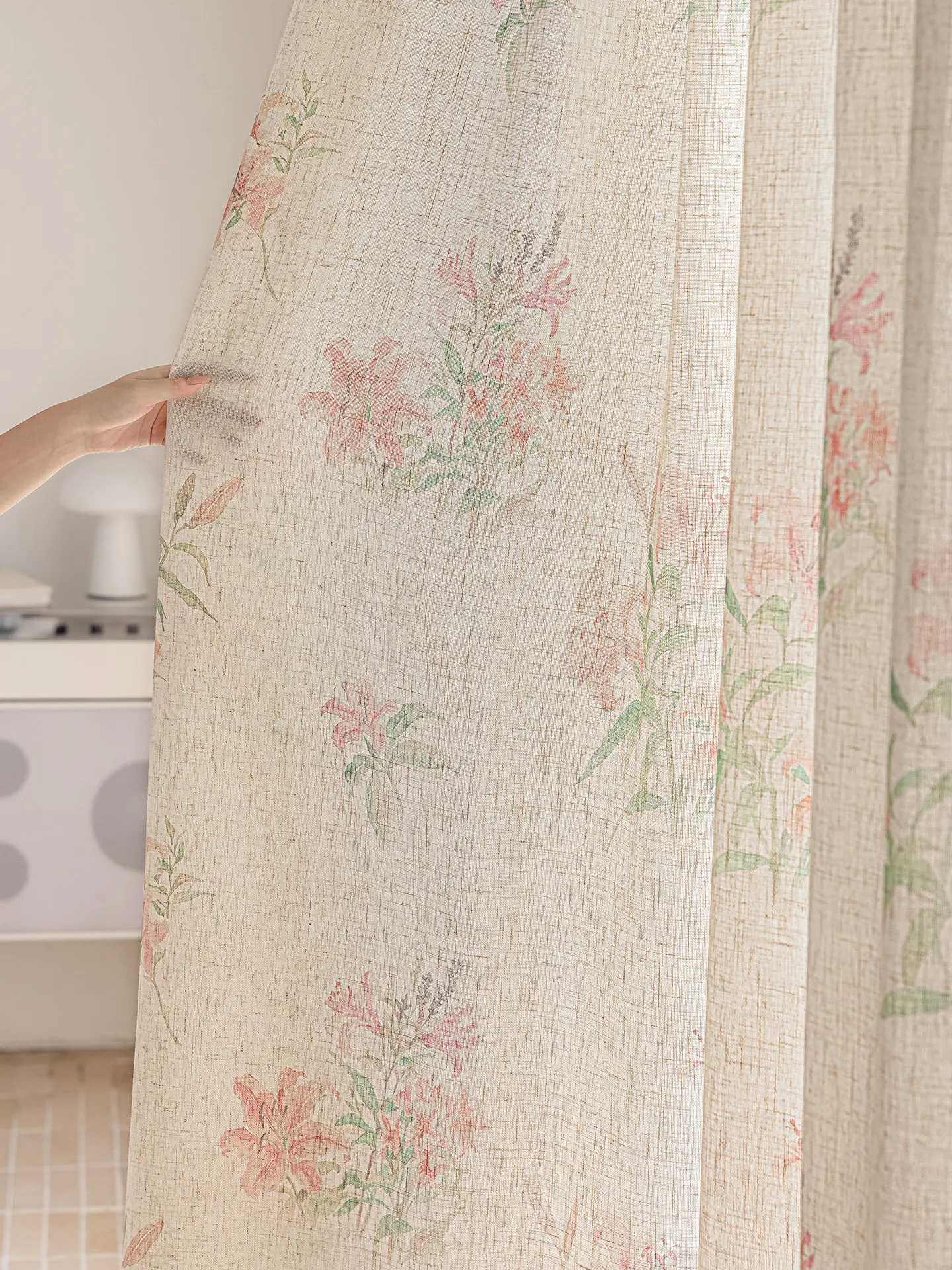 High-grade Linen Texture Window Screen Custom Size American Semi-shading Light-transmitting Opaque Gauze Curtain Living Room