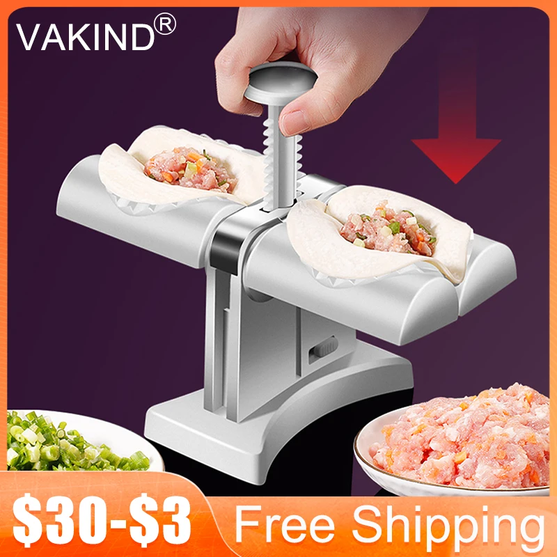 ["Máquina para hacer dumplings domésticos, molde doble para dumplings, accesorios de cocina, prensa de doble cabezal, empanadas, molde para ravioles, Gadget"]