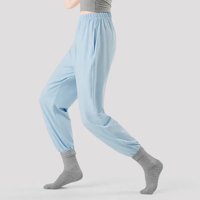 Pantalon de danse de ballet moderne taille haute pour femmes et filles, coton IQUE dex, fitness, yoga, long, fjl