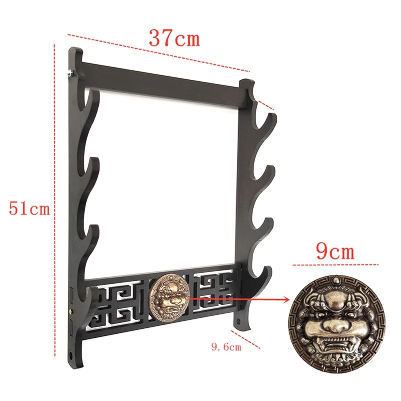4 Layers Wall Mount Katana Holder Wooden Stand Holder Display Wall Rapier Support Katana Umbrella Shelf Organizer-A27R