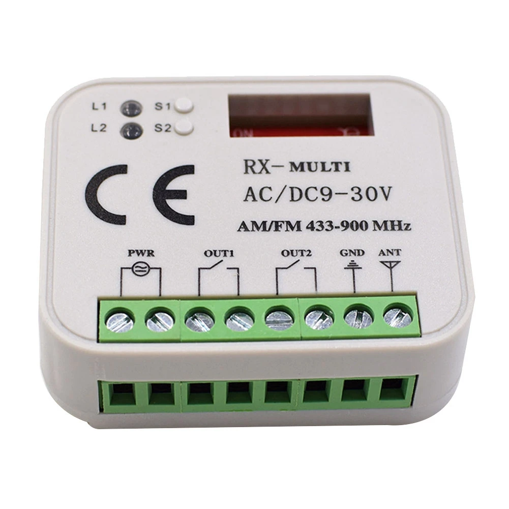 L77A Garage Door Remote Control Receiver 2Channel Controller Switch for 433 868 MHz Transmitter Frequency 433-900MHZ