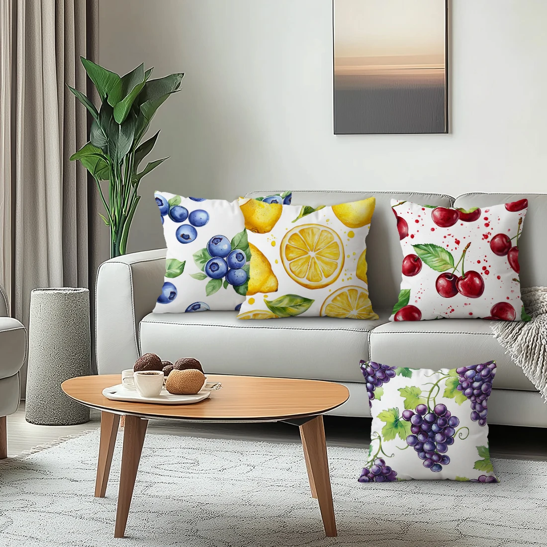 1/4pcs Set Fruit Theme Cushions Pillowcase Polyester Cushion Cover Throw Pillow Pillowcover Home Car Sofa Decor