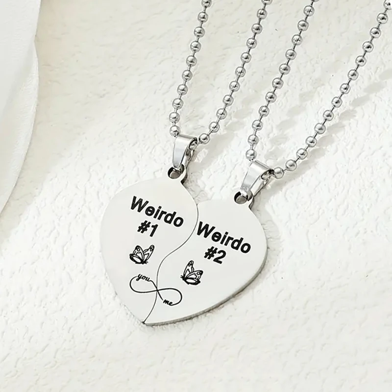 Mariposa Weirdo # 1 Estardo # Collar a juego con 2 corazones, collares infinitos de acero inoxidable You And Me para mejores amigos y hermanas