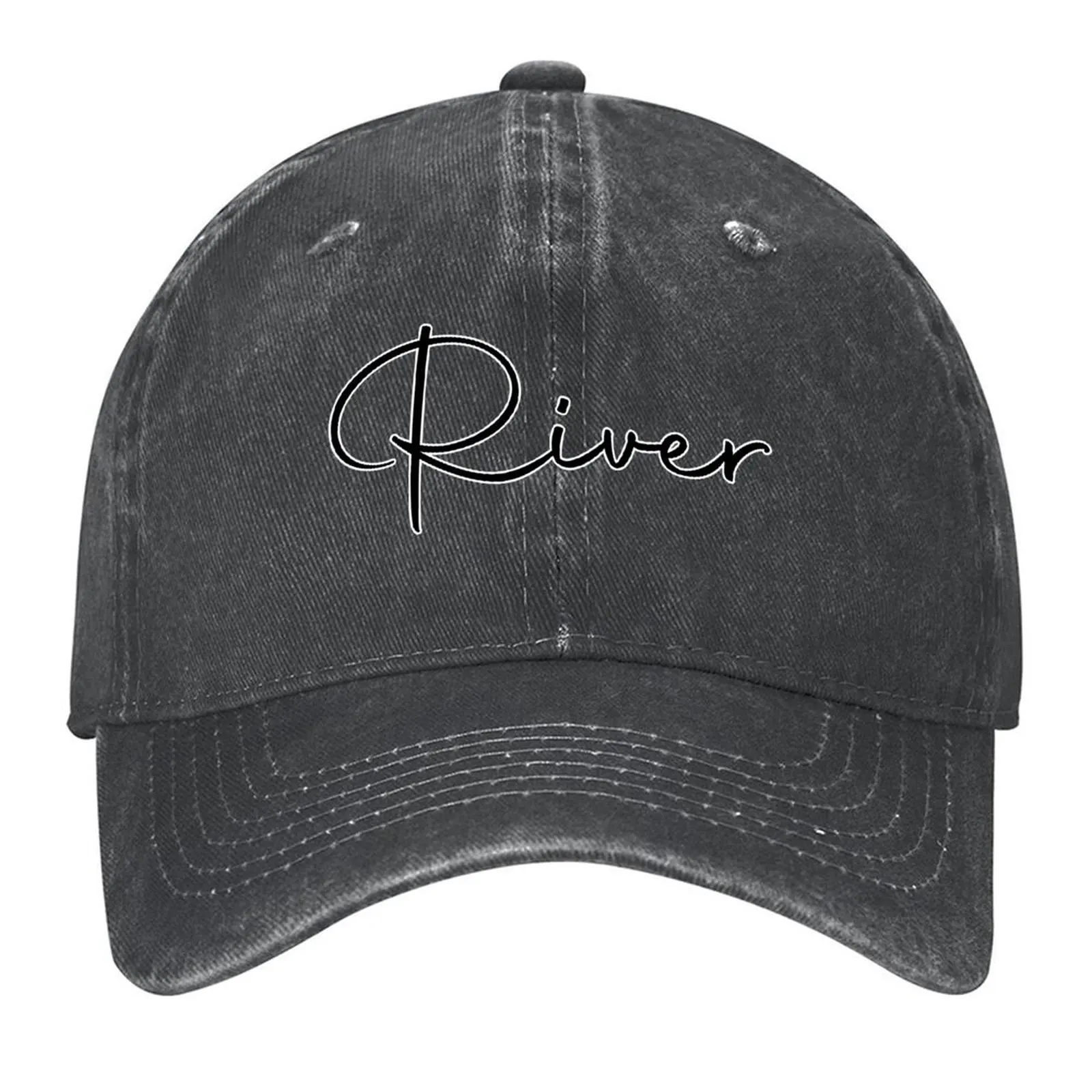 

River Cursive Name Label (Black) Baseball Cap Hat Man For The Sun party Hat custom Hat Sun Cap Ladies Men's