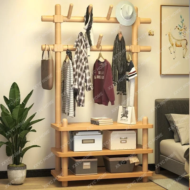 

X Solid Wood Hanger Floor-to-ceiling Coat Rack Bedroom Household Hanger Simple Vertical Door Hanger