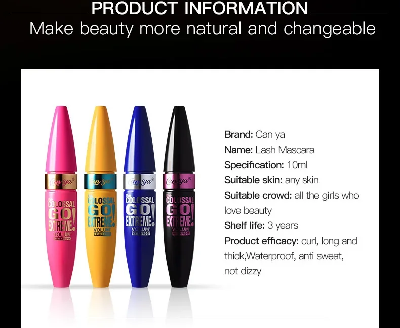 Yüksek Kaliteli 4D Siyah Kirpik Maskara Uzatma Hacmi Su Geçirmez Makyaj Sweatproof Tutma Leke Tutmayan Sıvı Fiber Maskara