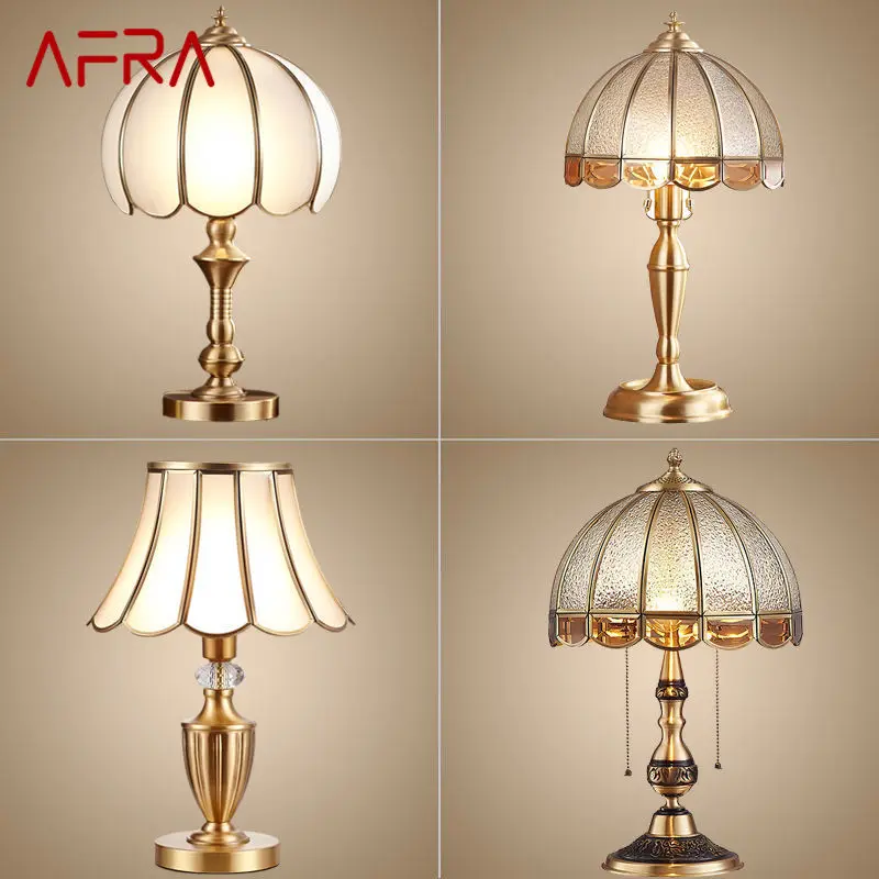 

AFRA Brass Table Lights LED Modern European Creative Luxury Glass Copper Desk Lamp For Home Living Room Study Bedroom