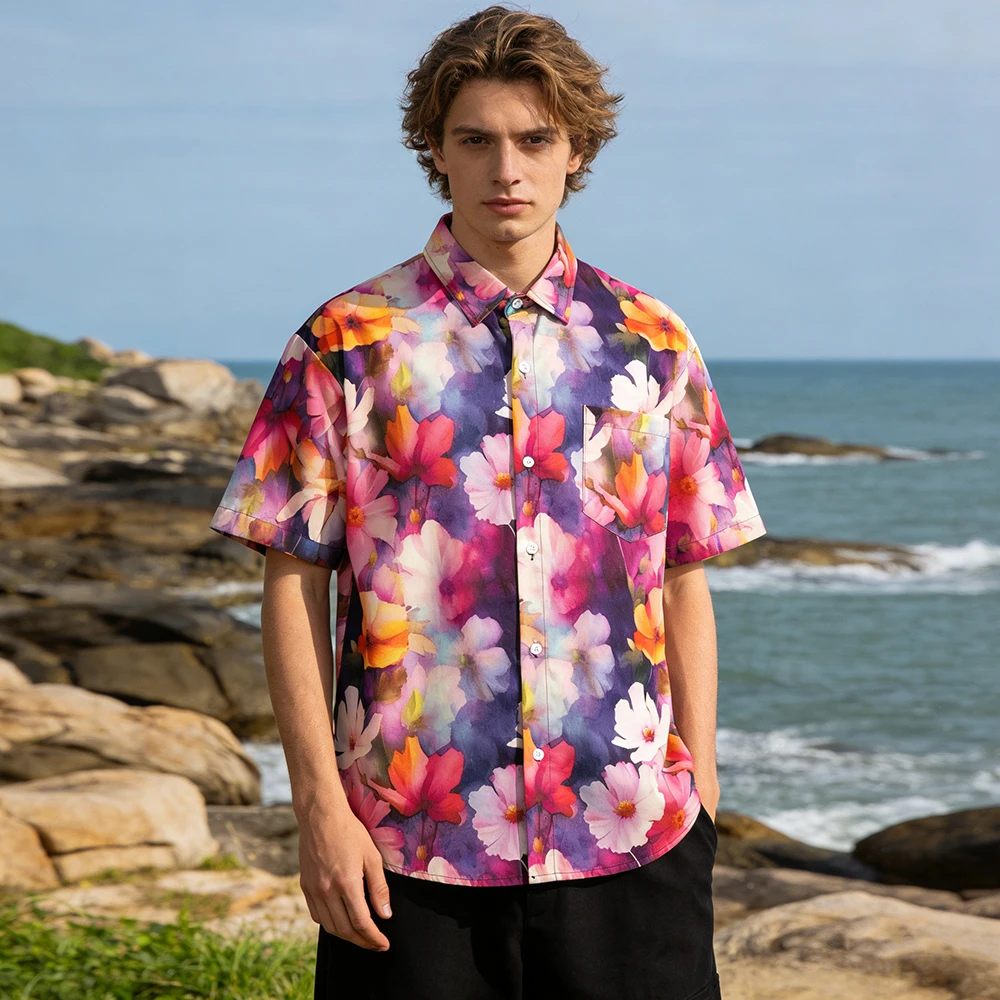 

Men's Shirt Tropical Plants Pattern 3D Print Tops Fashion Summer Casual Holiday Shirt Button Lapel Short Sleeves Unisex Clothing