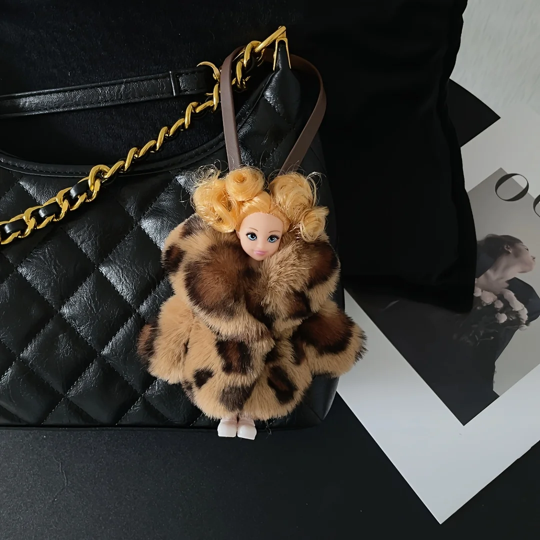 

Extravagant leopard print plush clothes Kelly Barbie pendant, with bag pendant, key pendant