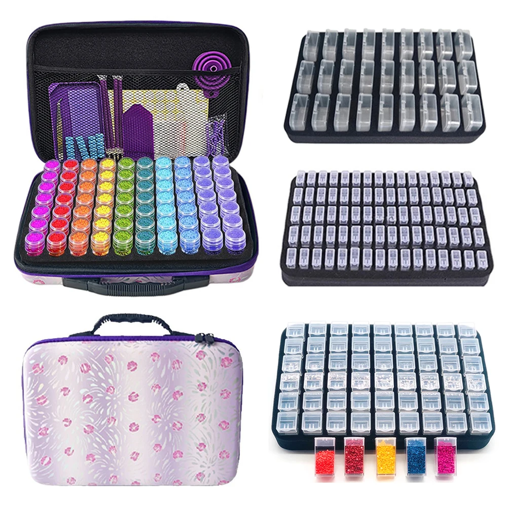 Diamant-Malerei-Zubehör-Tasche – Perlen-Aufbewahrungsorganisator, Kunstwerkzeug mit Stifttabletts, Aufklebern, DIY-Stylus für Stickerei, Mosaik